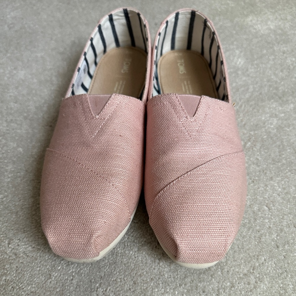 Toms pink Alpargata slip ons, womens 12